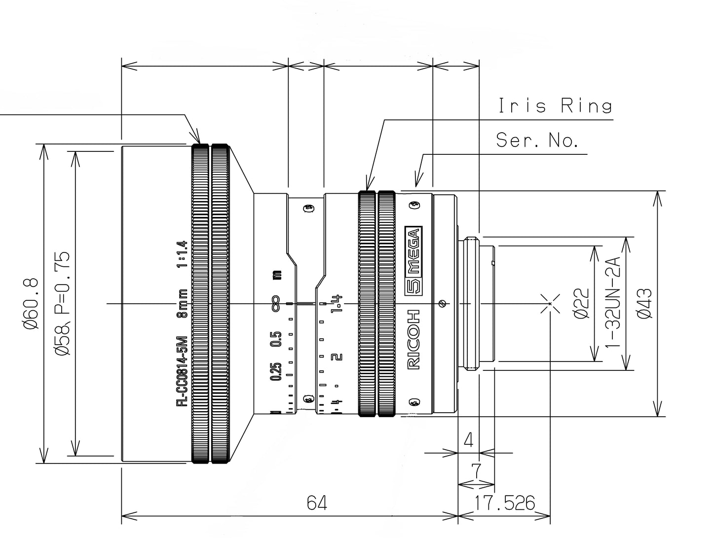 FL-CC0814-5M Dimensions Diagram